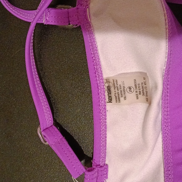 Kensie Girl Purple With Sparkles Adjustable Straps Bathing Suit Top Size 10 - Picture 4 of 4